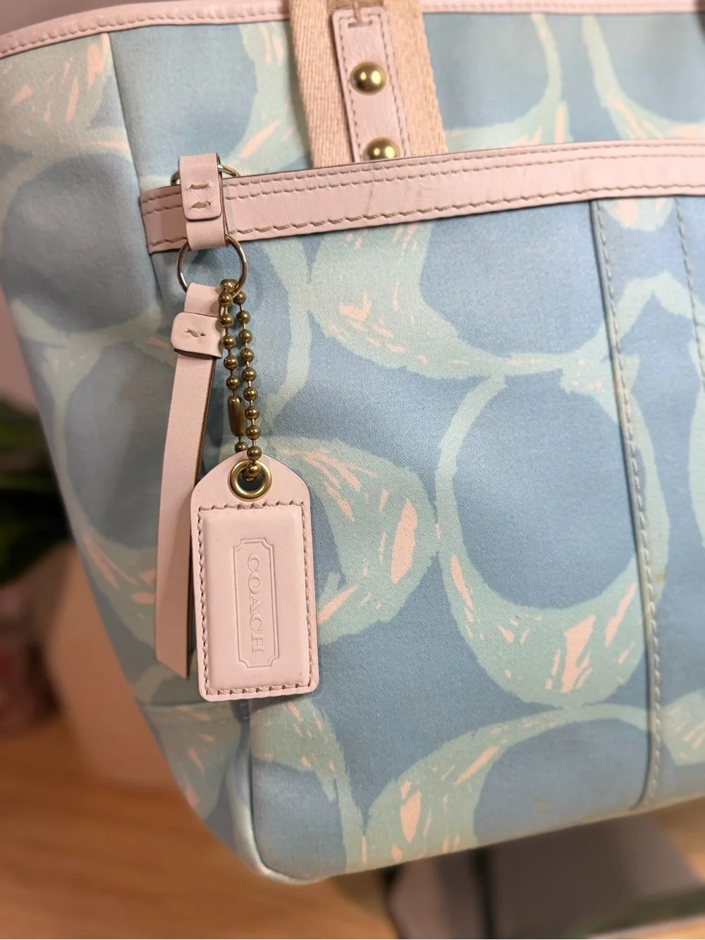 Coach Hampton Scribble Tote Bag in Blue VINTAGE